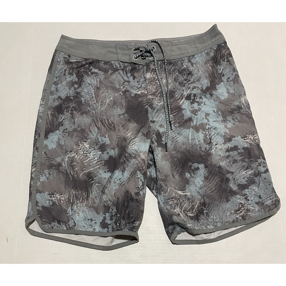 Huk Performance Fishing Shorts 32‎ X 9 Gray Camouflage Swim Trunks Board Surf